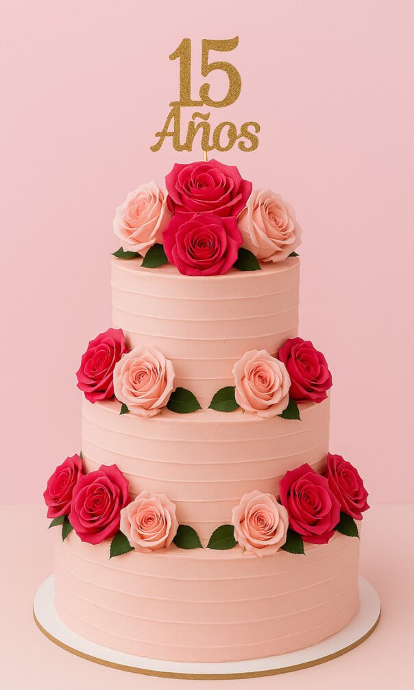 pastel de 15 años personalizado con fresas y nata de Melisa BakeHouse en Vilafranca del Penedes